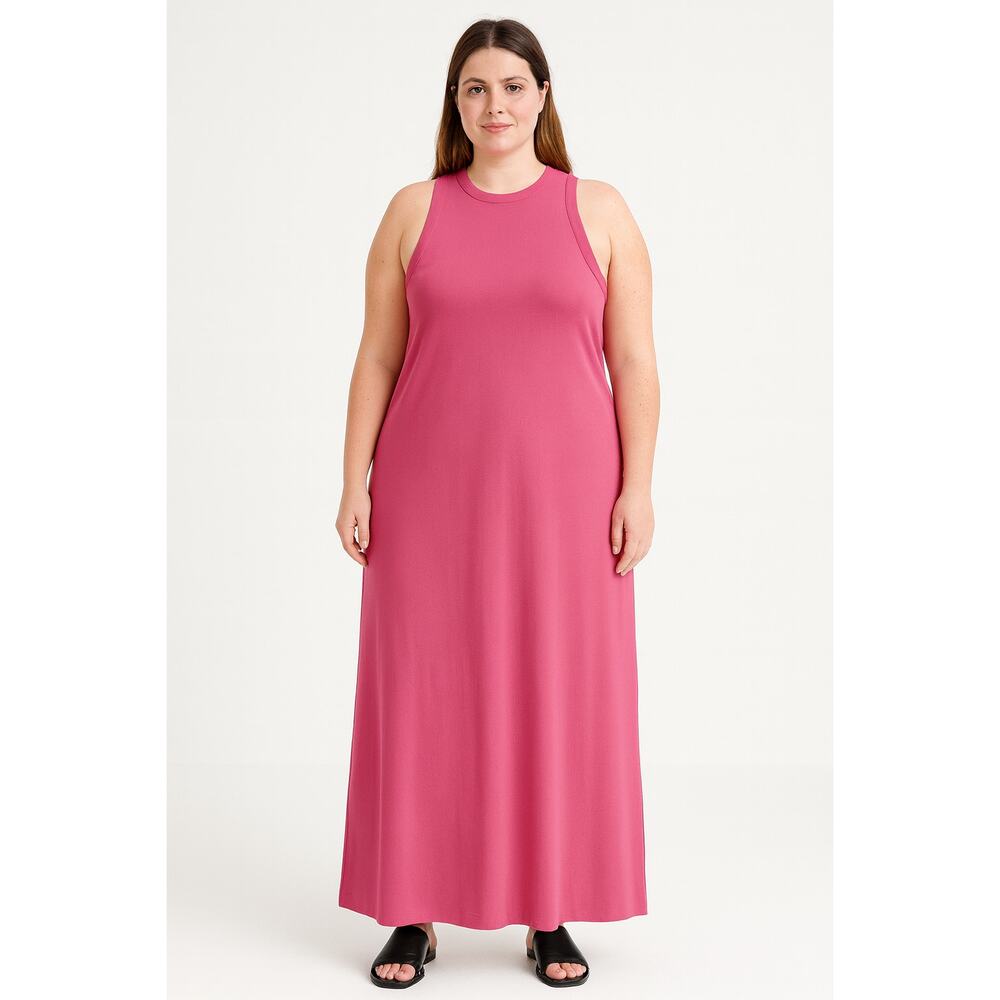 The Drop Dress Ribbed Pink Women's Large Sleeveless Knit Tank Midi Shift